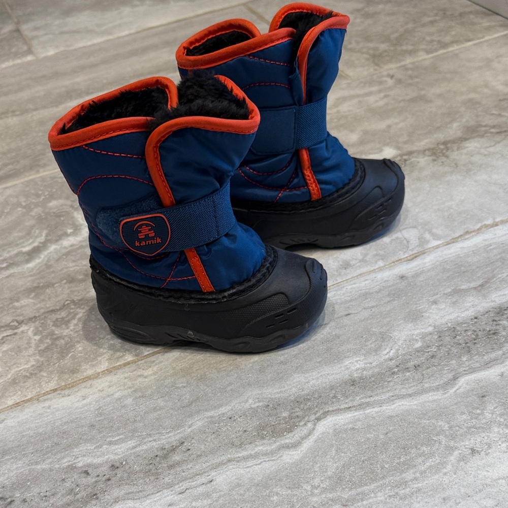 Kamik Kids' Navy and Black Snow Boots with Red Trim